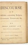 (EARLY AMERICAN IMPRINT.) Hartley, Thomas. A Discourse on Mistakes Concerning Religion, Enthusiasm, Experiences, &c.